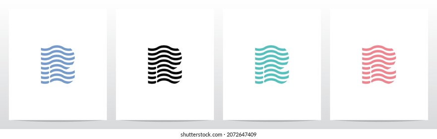 Wavy Lines Forming Letter Logo Design R