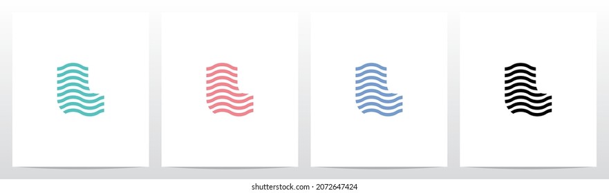 Wavy Lines Forming Letter Logo Design L