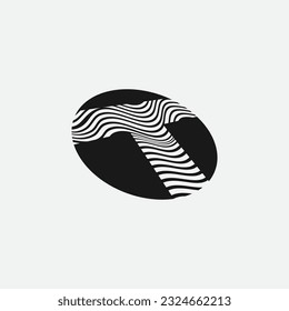 Wavy Lines Forming Letter Logo Design T.EPS 10
