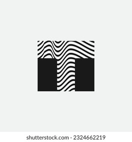 Wavy Lines Forming Letter Logo Design T.EPS 10