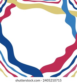 Wavy lines forming a square frame. Decorative and snake-like border, made by some serpentine lines. Isolated colorful illustration, on white background. Vector.