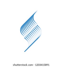 wavy lines with gradation from white to blue, editable vector