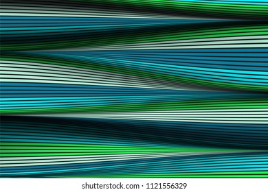 Wavy Lines with Gradient. Trendy Abstract Background with a Distorted Striped Surface. Futuristic Template with Effect of Volume and Movement. Flow. Wavy 3D Abstraction with Distorted Vector Stripes.