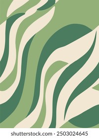 Wavy lines in green and beige.