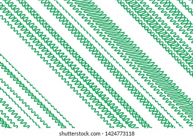 Wavy lines. Green Doodles. Vector illustration