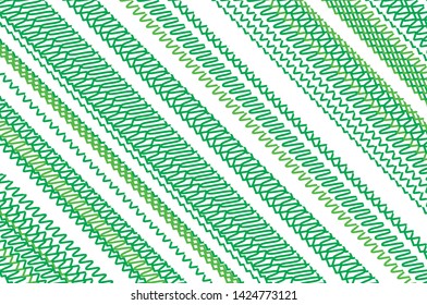 Wavy lines. Green Doodles. Vector illustration