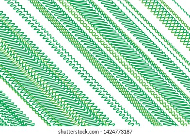 Wavy lines. Green Doodles. Vector illustration