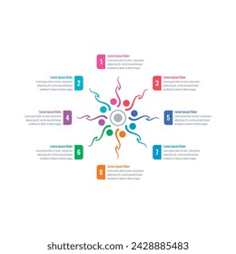 wavy lines infographic template. eight steps information template. Infographic template for education, industry, science, business, printing, technology world