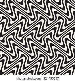 Wavy Lines Marbling Effect. Abstract Geometric Background Design. Vector Seamless Black and White Pattern.