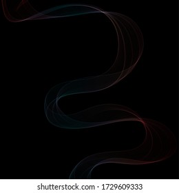Líneas onduladas sobre un fondo negro. Fondo abstracto de la ola.