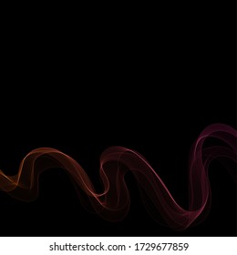 Wavy lines on a black background. Abstract wave background.