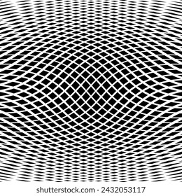 Wavy Lines Op Art Pattern. Abstract Black and White Textured Background. Vector Illustration.