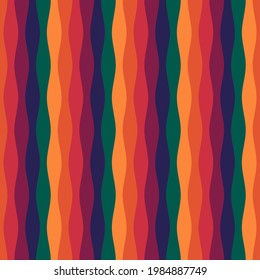 Wavy lines ornament. Seamless pattern. Jagged stripes motif. Waves ornate. Curves image. Linear background. Geometrical digital paper, textile print, web design, striped illustration. Vector