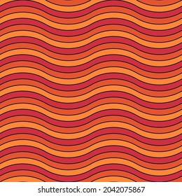 Wavy lines ornament. Seamless pattern. Jagged stripes motif. Waves ornate. Curves image. Linear background. Geometrical digital paper, textile print, web design, striped illustration. Vector work