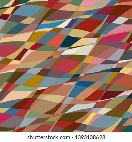 Wavy lines overlapping, creating modern, colorful, fluctuating pattern