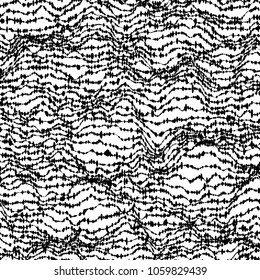 Wavy lines with particles on it. Signal flowing. Technology vector background.