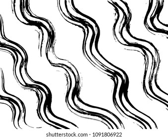 Wavy lines pattern. Abstract backgroud. Brush. Watercolor.