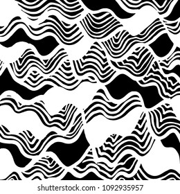 Wavy lines pattern. Abstract backgroud. Brush. Watercolor.