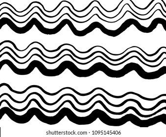 Wavy lines pattern. Abstract backgroud. Brush. Watercolor.