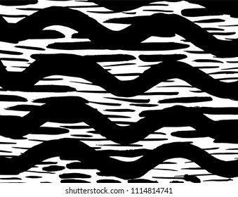Wavy lines pattern. Abstract backgroud. Brush. Vector.