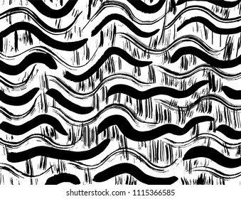 Wavy lines pattern. Abstract backgroud. Brush. Vector.