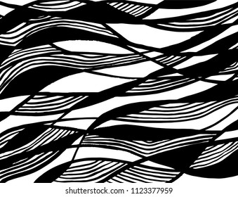Wavy lines pattern. Abstract backgroud. Brush. Vector.