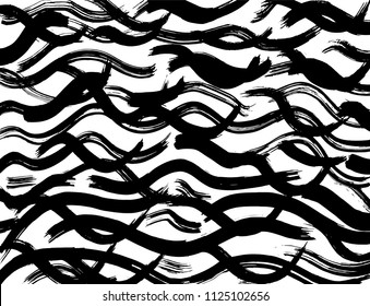 Wavy lines pattern. Abstract backgroud. Brush. Vector.