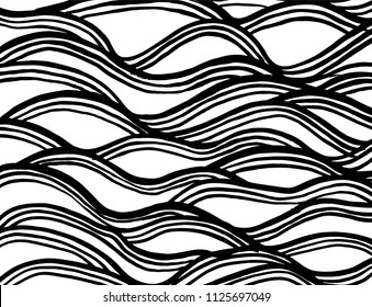 Wavy lines pattern. Abstract backgroud. Brush. Vector.