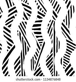 Wavy lines pattern. Abstract backgroud. Brush. Vector.