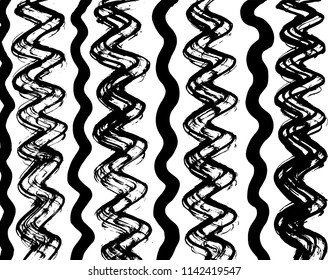 Wavy lines pattern. Abstract backgroud. Brush. Vector.