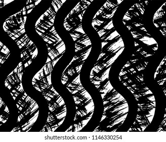 Wavy lines pattern. Abstract backgroud. Brush. Vector.