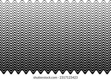 Wavy Lines Pattern. Abstract Black and White Textured Background. Vector Art.