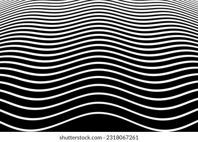Wavy Lines Pattern. Abstract Black and White Textured Background. Vector Art.