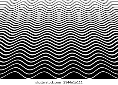 Wavy Lines Pattern. Abstract Black and White Textured Background. Vector Art.