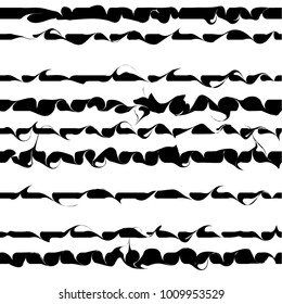 wavy lines pattern, curve stripes vector illustration, ink brush curly strokes seamless background, blended acrylic colors marbled effect, black and white arabic modern pattern