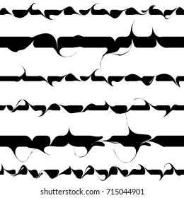 wavy lines pattern, curve stripes vector illustration, ink brush curly strokes seamless background, blended acrylic colors marbled effect, black and white ebru arabic modern pattern