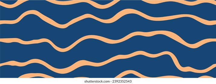 Wavy lines pattern. Design for backdrops with sea, rivers or water texture. All over print for marine, beach vacation concept. Seamless.