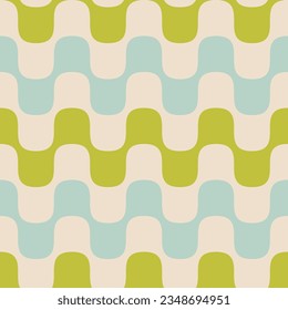 Wavy lines in a retro color palette. Geometric seamless pattern design of horizontal lines. 