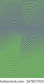 Wavy lines in retro style vibrant abstract background with green and yellow hues