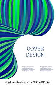 Wavy lines or ribbons. Multicolored striped gradient. Creative unusual background with abstract gradient wave lines for creating trendy banner, poster. Vector eps