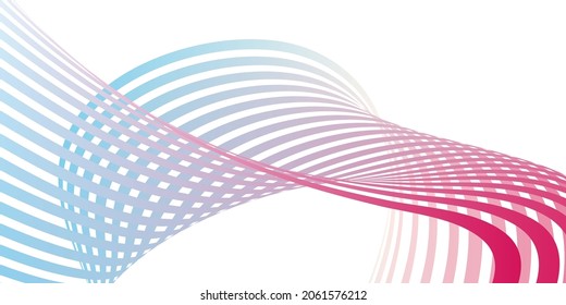 Líneas onduladas o cintas. Gradiente de rayas multicolor. Fondo creativo inusual con líneas de onda de gradiente abstracto para crear banner de moda, afiche. Pasos vectoriales