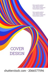 Líneas onduladas o cintas. Gradiente de rayas multicolor. Fondo creativo inusual con líneas de onda de gradiente abstracto para crear banner de moda, afiche. Pasos vectoriales