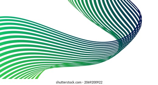 Líneas onduladas o cintas. Gradiente de rayas multicolor. Fondo creativo inusual con líneas de onda de gradiente abstracto para crear banner de moda, afiche. Pasos vectoriales