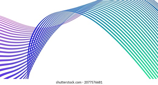 Wavy lines or ribbons. Multicolored striped gradient. Creative unusual background with abstract gradient wave lines for creating trendy banner, poster. Vector eps