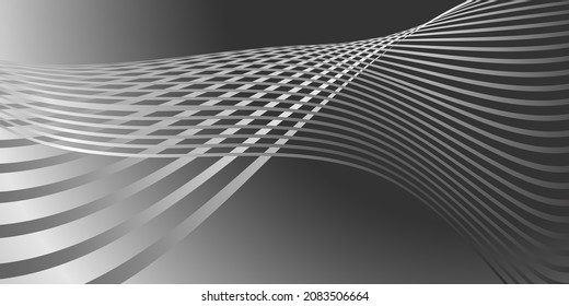 Wavy lines or ribbons. Multicolored striped gradient. Creative unusual background with abstract gradient wave lines for creating trendy banner, poster. Vector eps
