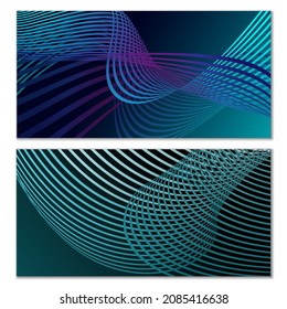 Wavy lines or ribbons. Multicolored striped gradient. Creative unusual background with abstract gradient wave lines for creating trendy banner, poster. Vector eps