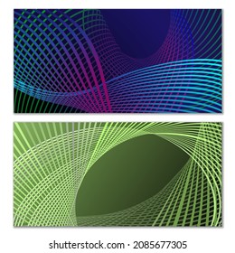 Wavy lines or ribbons. Multicolored striped gradient. Creative unusual background with abstract gradient wave lines for creating trendy banner, poster. Vector eps