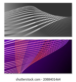 Wavy lines or ribbons. Multicolored striped gradient. Creative unusual background with abstract gradient wave lines for creating trendy banner, poster. Vector eps