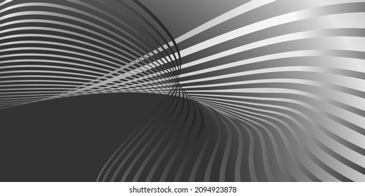 Wavy lines or ribbons. Multicolored striped gradient. Creative unusual background with abstract gradient wave lines for creating trendy banner, poster. Vector eps