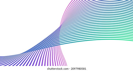 Líneas onduladas o cintas. Gradiente de rayas multicolor. Fondo creativo inusual con líneas de onda de gradiente abstracto para crear banner de moda, afiche. Pasos vectoriales